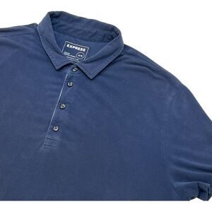 Express Stretch Moisture Wicking Polo Blue Shirt Mens XL Short Sleeve‎ Casual